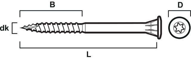 Facade screw countersunk head, A4