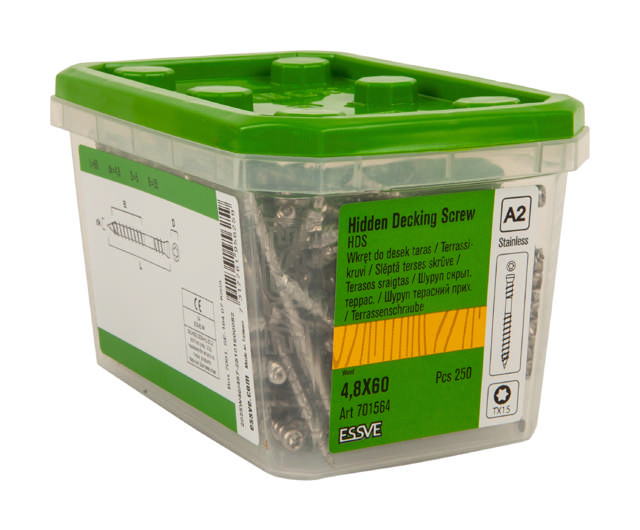 HDS decking screw, concealed installation, stainless A2