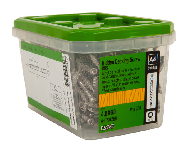 HDS decking screw, concealed installation, stainless acid-resistant A4